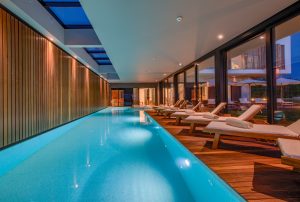 Indoor-outdoor heated swimming pool